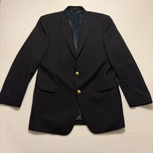 Jos A Bank Executive Blazer Men 44XL Black 100% Wool Two Button Sport Coat